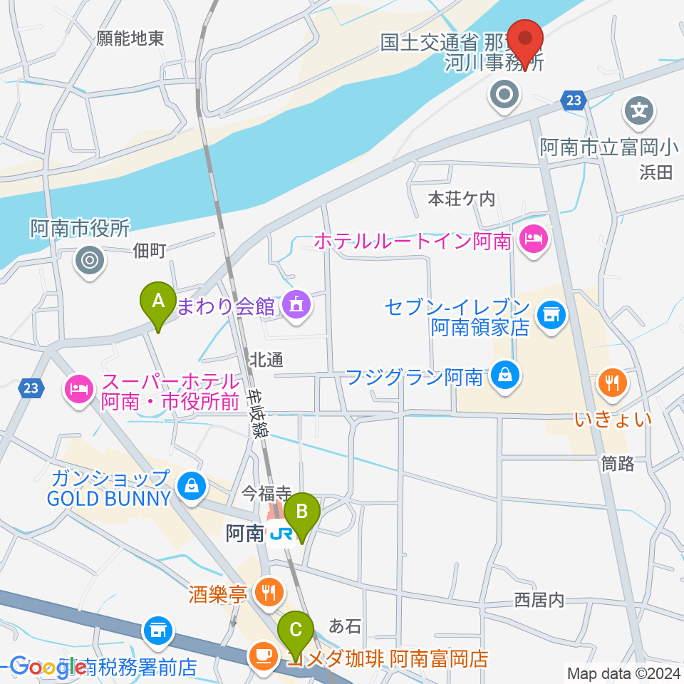 平惣ゲオ阿南センター店周辺の駐車場・コインパーキング一覧地図