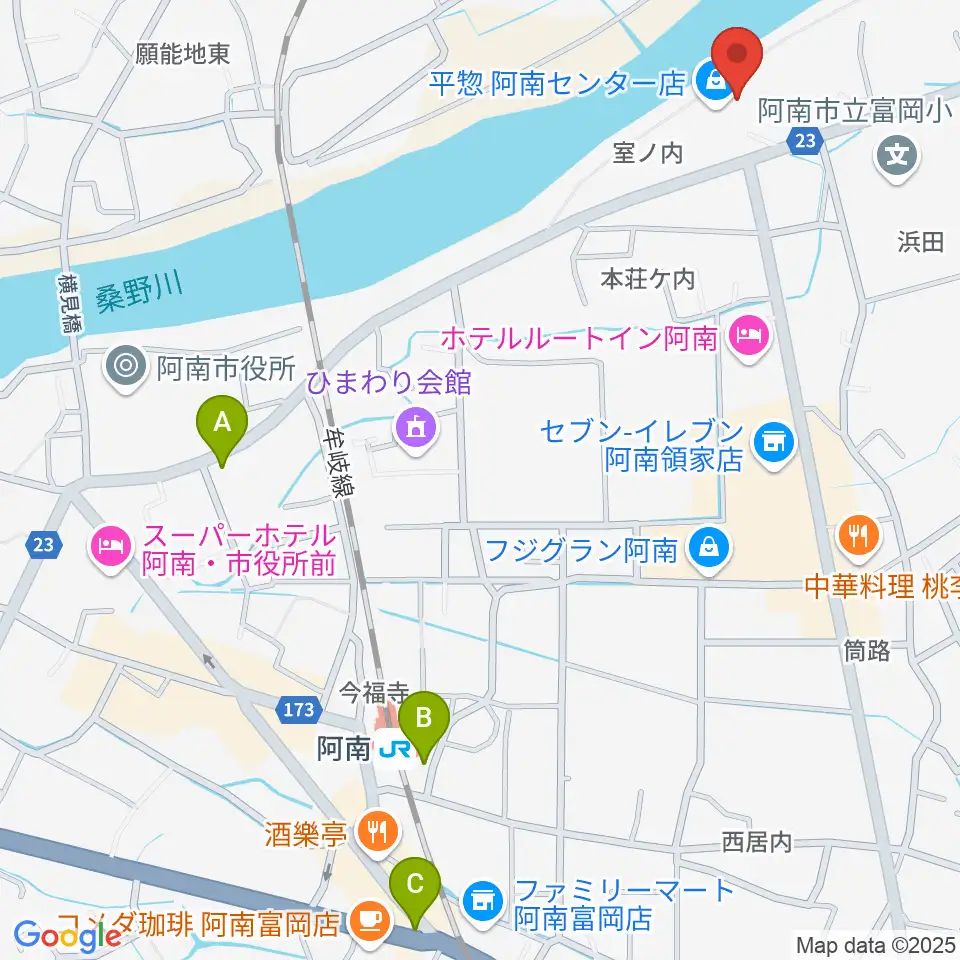 平惣ゲオ阿南センター店周辺の駐車場・コインパーキング一覧地図