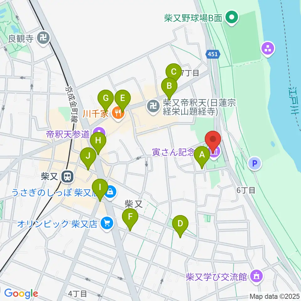 葛飾柴又寅さん記念館周辺の駐車場・コインパーキング一覧地図