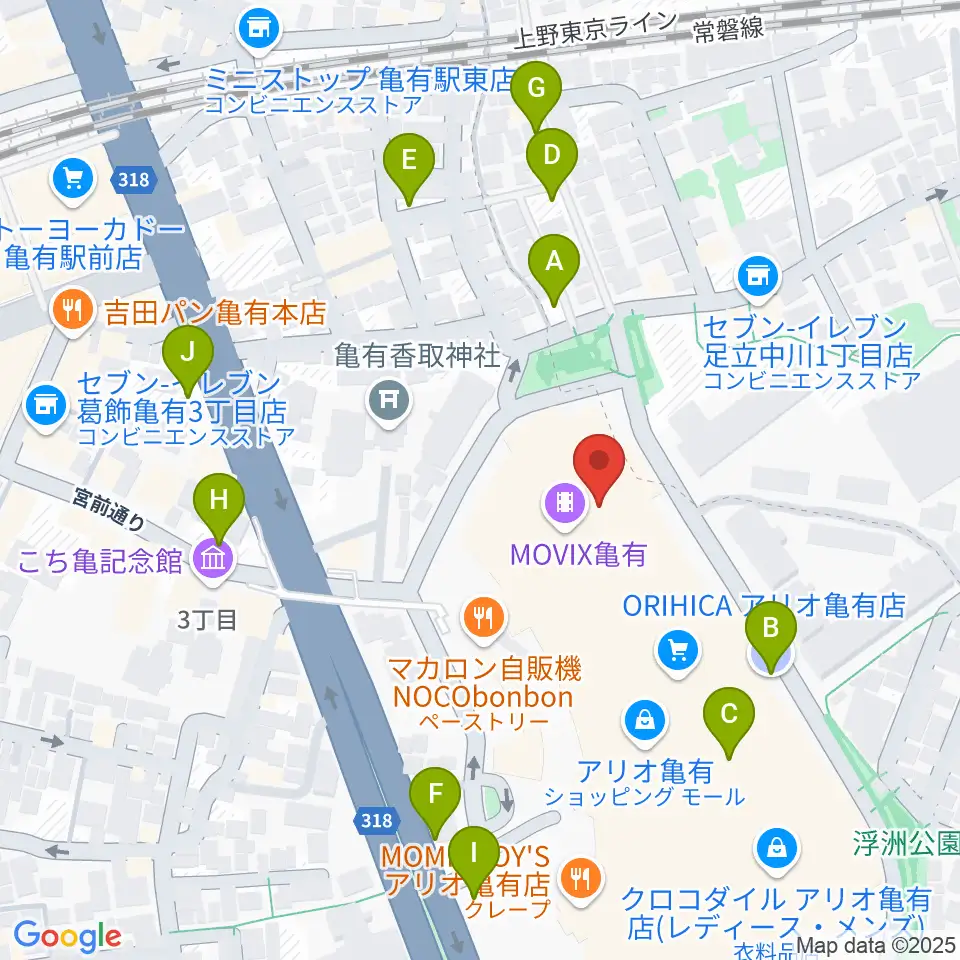 タワーレコード アリオ亀有店周辺の駐車場・コインパーキング一覧地図