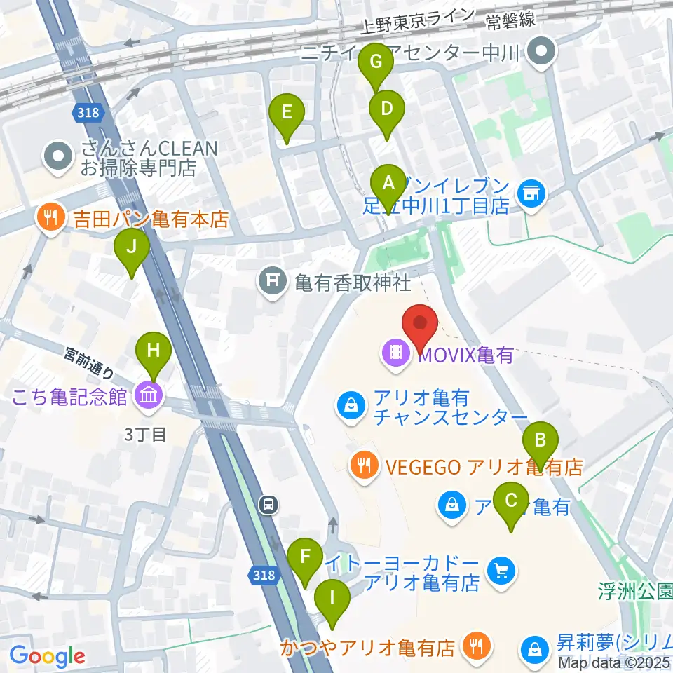 タワーレコード アリオ亀有店周辺の駐車場・コインパーキング一覧地図