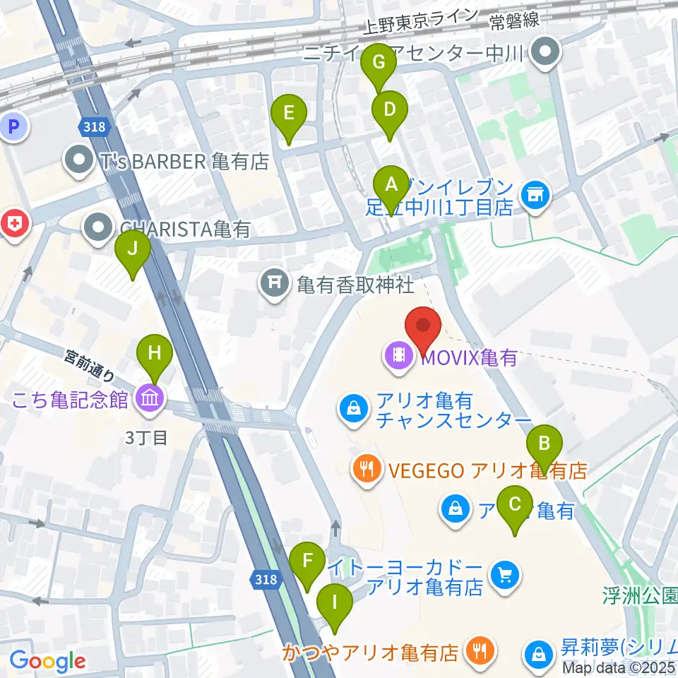 タワーレコード アリオ亀有店周辺の駐車場・コインパーキング一覧地図