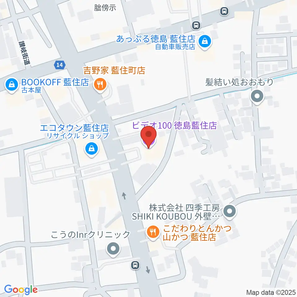 ビデオ100 徳島藍住店周辺の駐車場・コインパーキング一覧地図