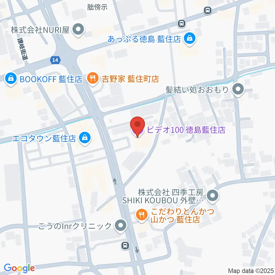 ビデオ100 徳島藍住店周辺の駐車場・コインパーキング一覧地図