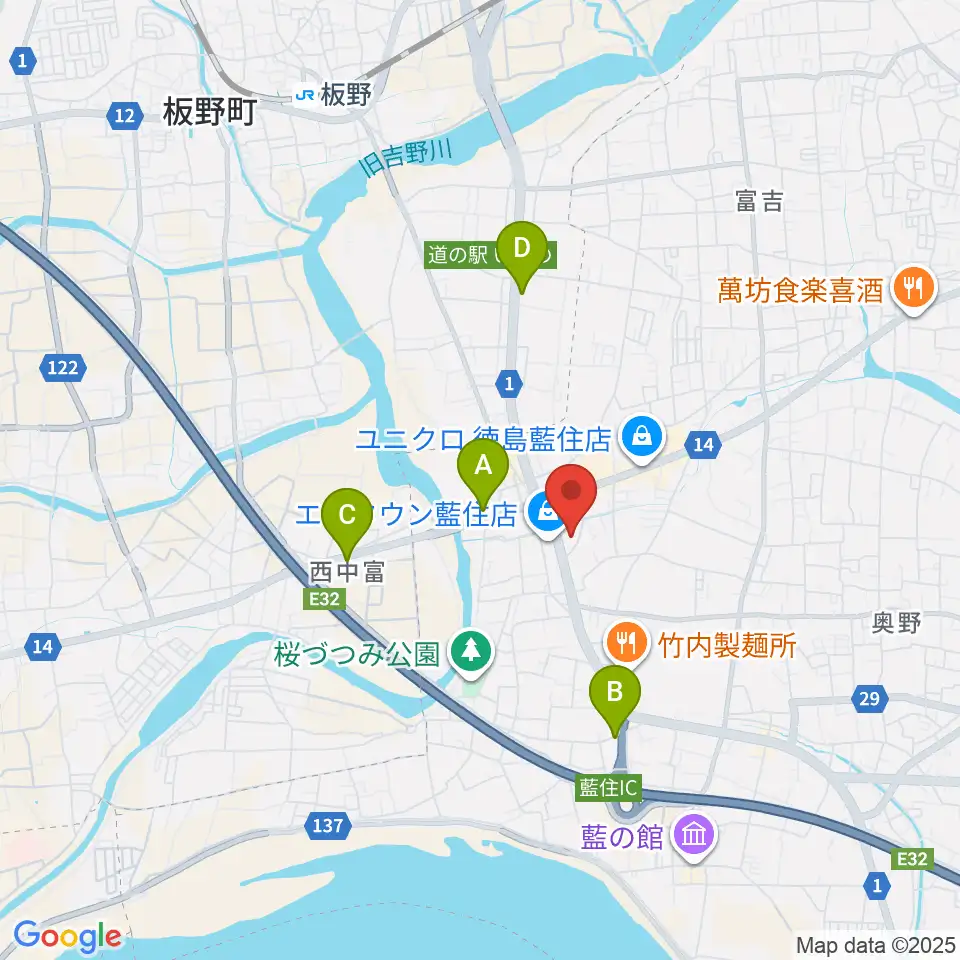 ビデオ100 徳島藍住店周辺の駐車場・コインパーキング一覧地図