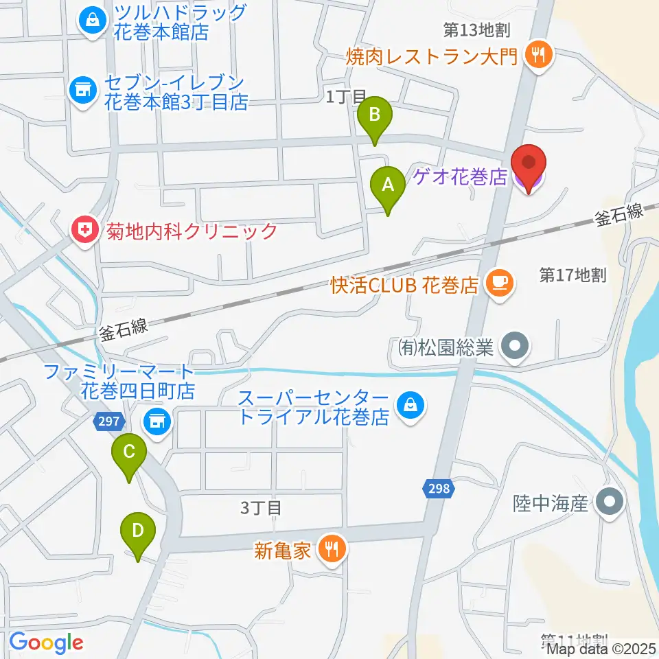 ゲオ花巻店周辺の駐車場・コインパーキング一覧地図