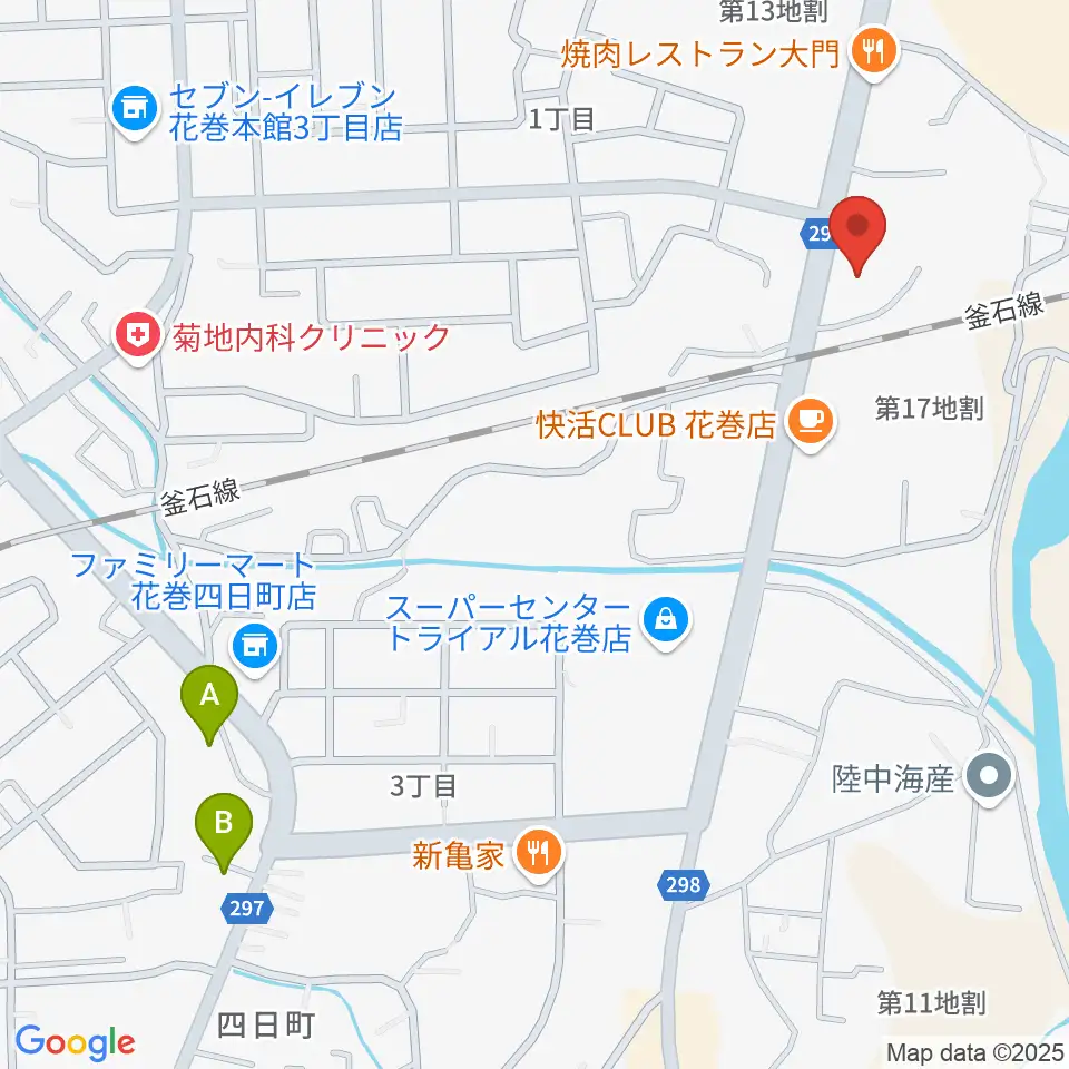 ゲオ花巻店周辺の駐車場・コインパーキング一覧地図