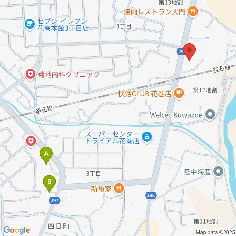 ゲオ花巻店周辺の駐車場・コインパーキング一覧地図