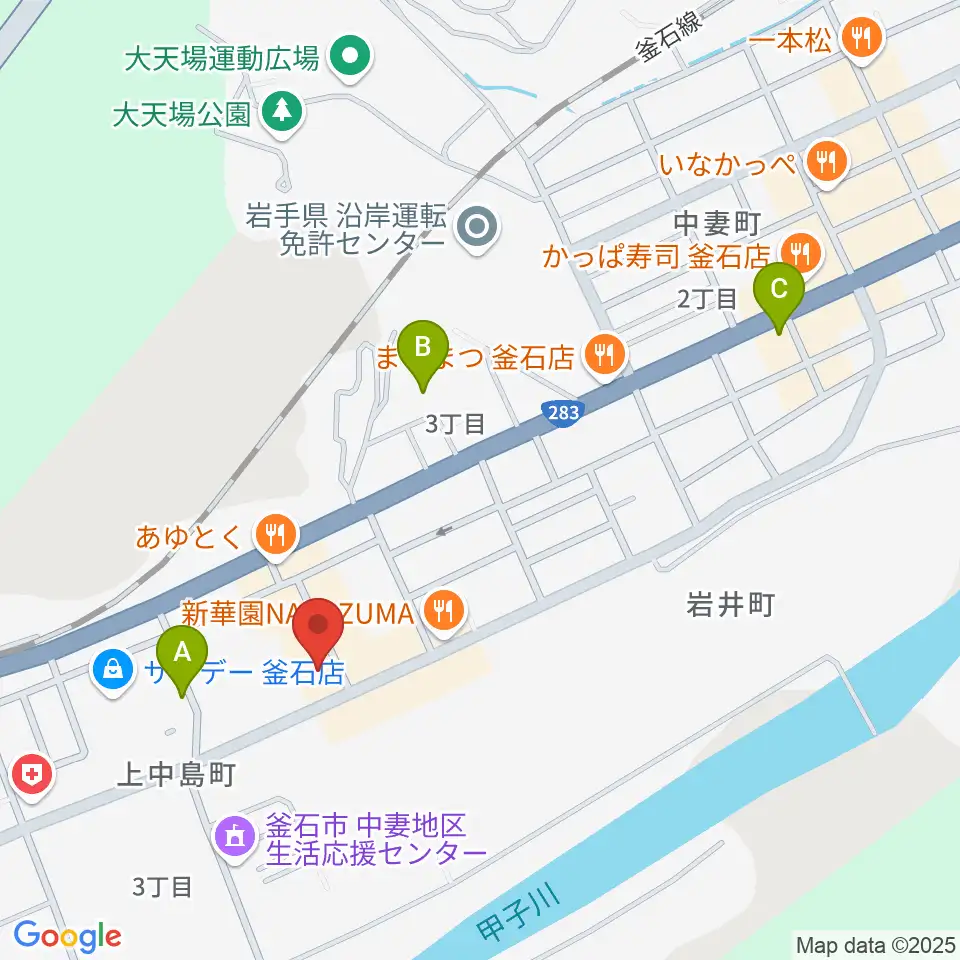 ゲオ釜石店周辺の駐車場・コインパーキング一覧地図