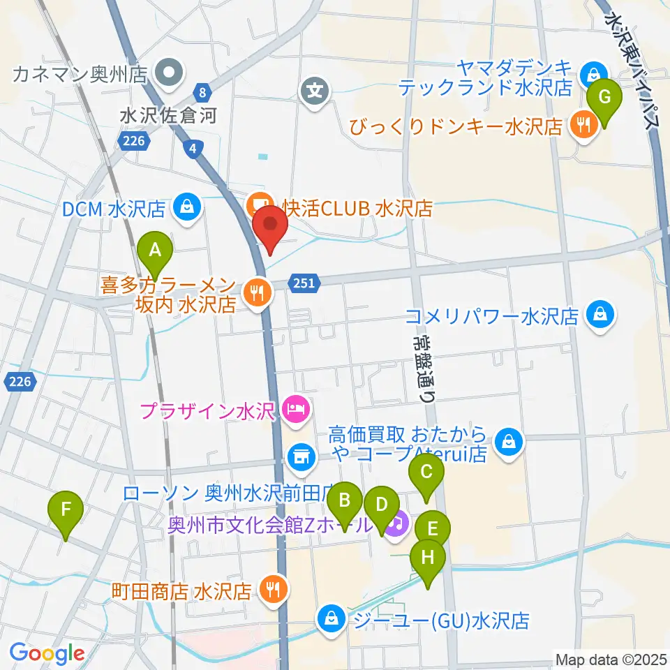 ゲオ奥州水沢佐倉河店周辺の駐車場・コインパーキング一覧地図