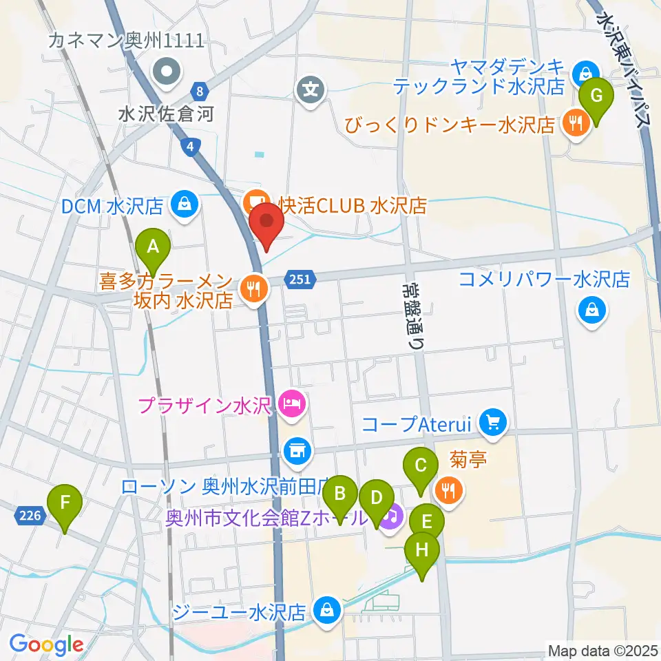 ゲオ奥州水沢佐倉河店周辺の駐車場・コインパーキング一覧地図