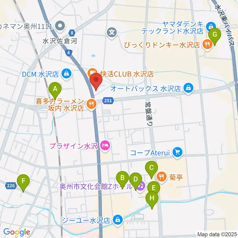 ゲオ奥州水沢佐倉河店周辺の駐車場・コインパーキング一覧地図