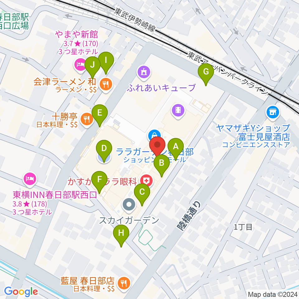 昭和楽器 ユニスタイル春日部周辺の駐車場・コインパーキング一覧地図