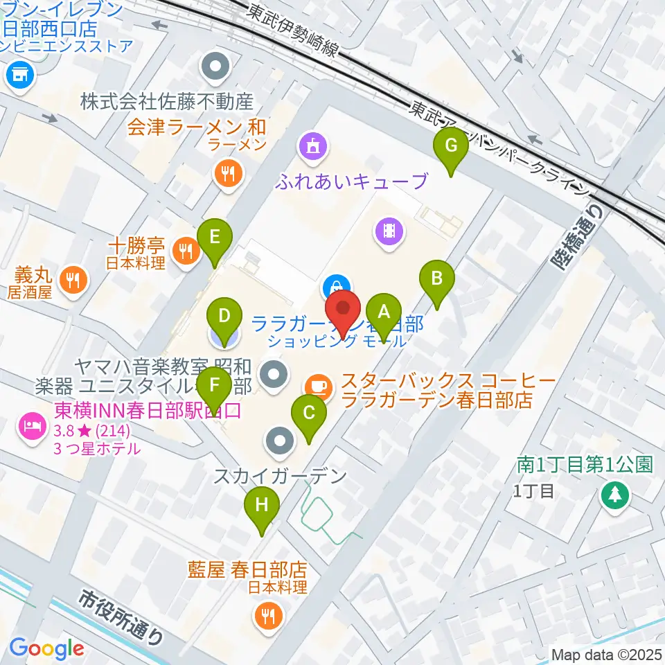昭和楽器 ユニスタイル春日部周辺の駐車場・コインパーキング一覧地図