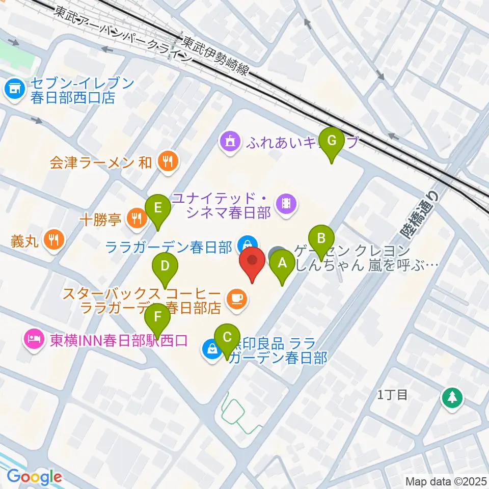 昭和楽器 ユニスタイル春日部周辺の駐車場・コインパーキング一覧地図