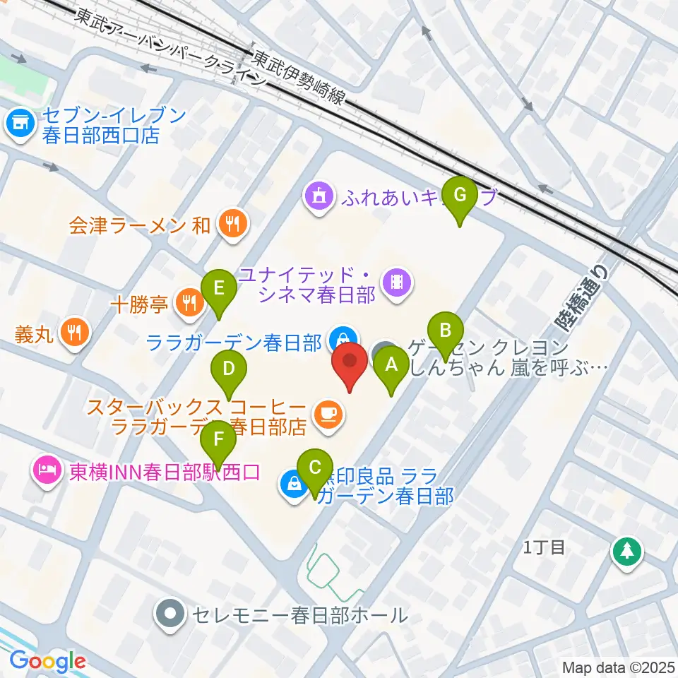 昭和楽器 ユニスタイル春日部周辺の駐車場・コインパーキング一覧地図