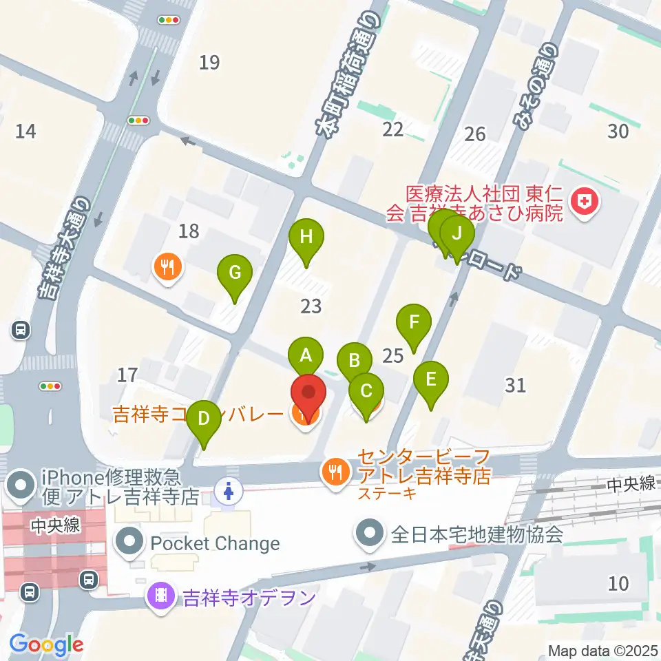 吉祥寺ブラック＆ブルー周辺の駐車場・コインパーキング一覧地図