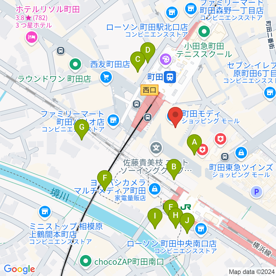 タワーレコード町田店周辺の駐車場・コインパーキング一覧地図