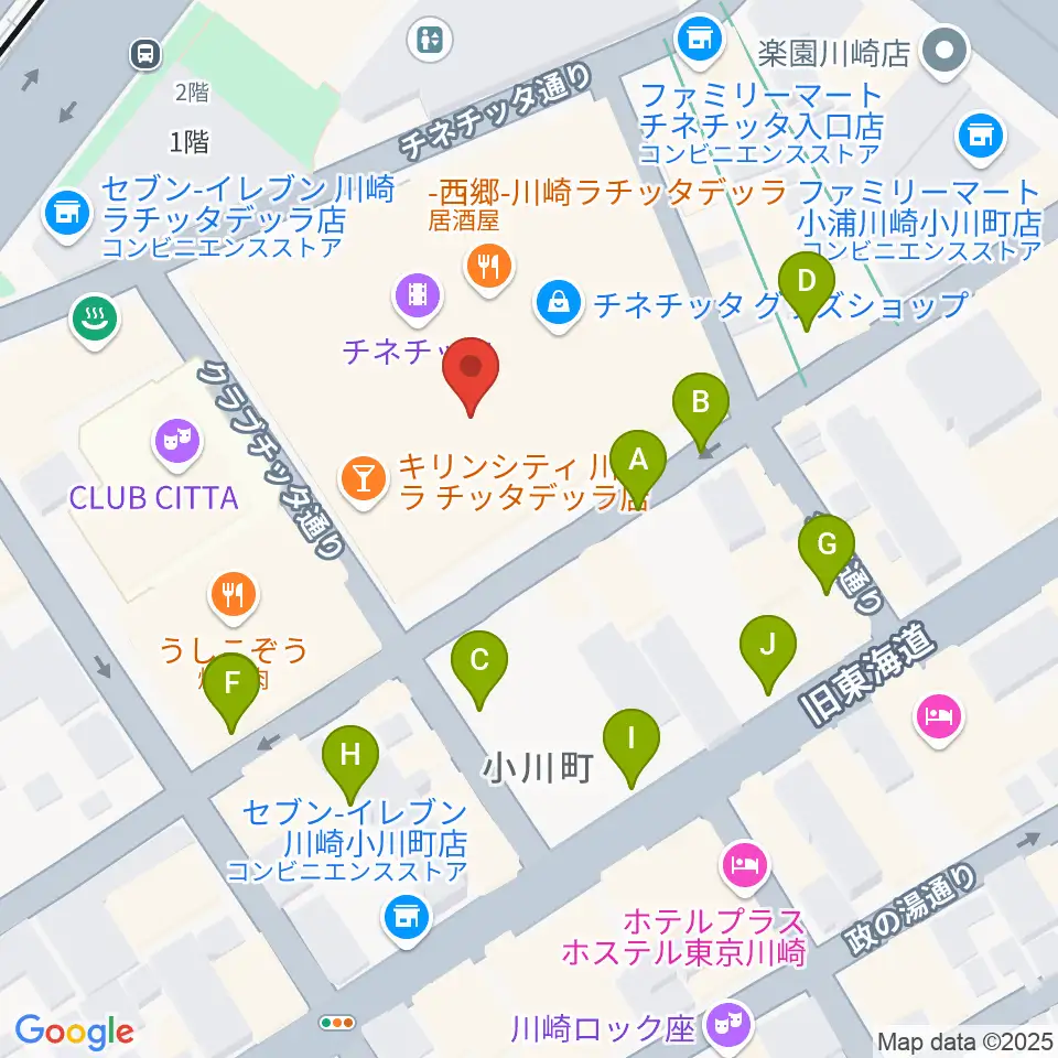 タワーレコード川崎店周辺の駐車場・コインパーキング一覧地図