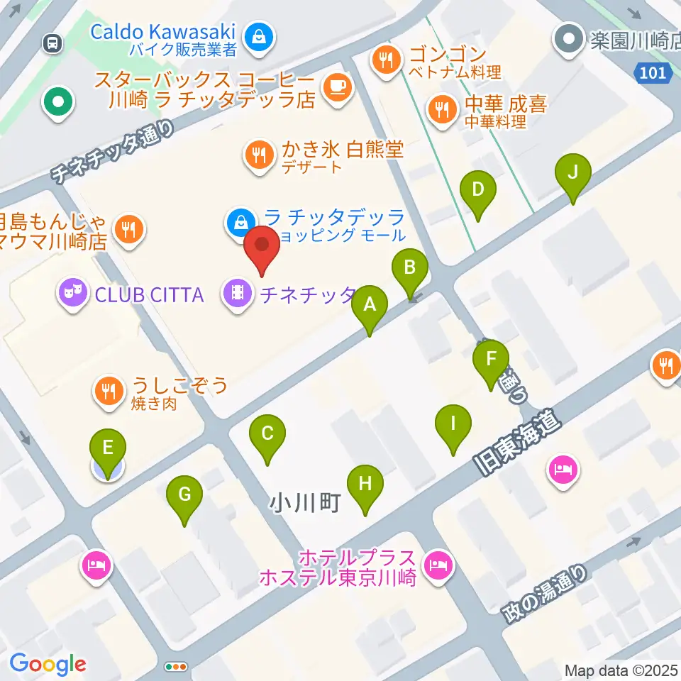 タワーレコード川崎店周辺の駐車場・コインパーキング一覧地図