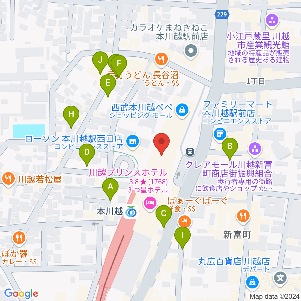 昭和楽器 本川越ぺぺセンター周辺の駐車場・コインパーキング一覧地図