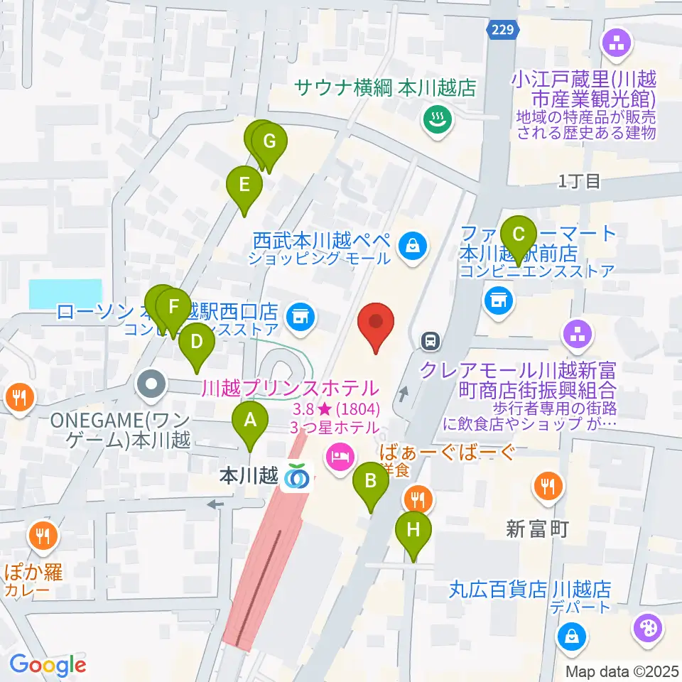 昭和楽器 本川越ぺぺセンター周辺の駐車場・コインパーキング一覧地図