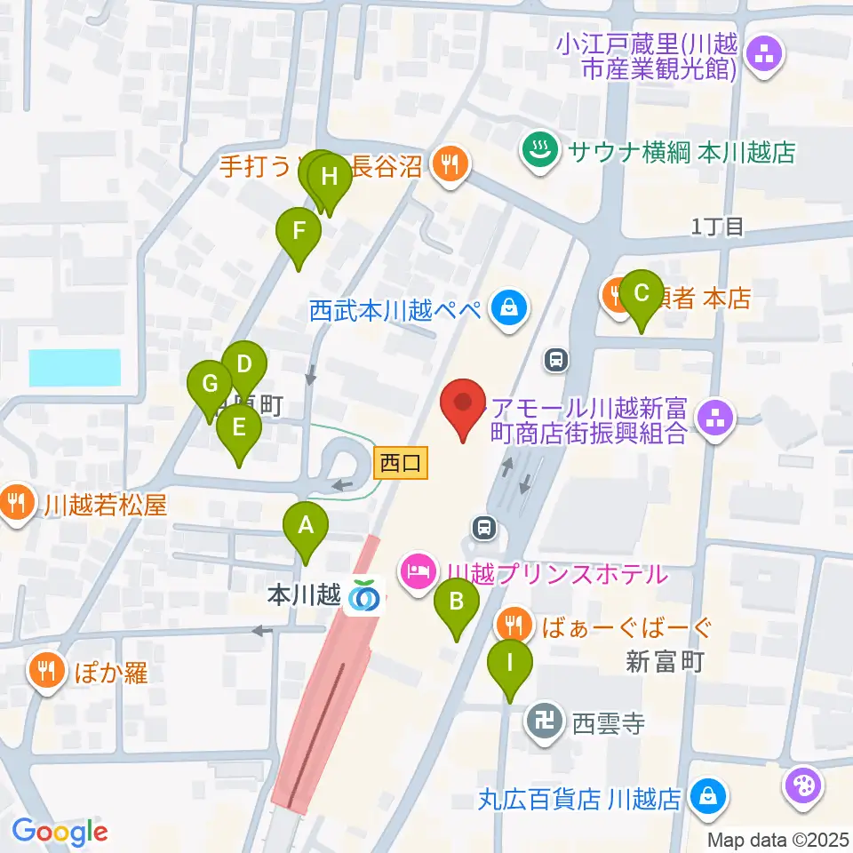 昭和楽器 本川越ぺぺセンター周辺の駐車場・コインパーキング一覧地図