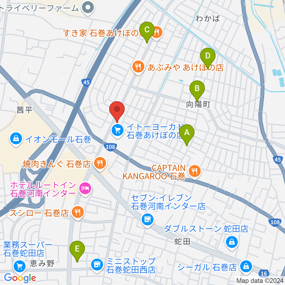 TSUTAYA あけぼの店周辺の駐車場・コインパーキング一覧地図