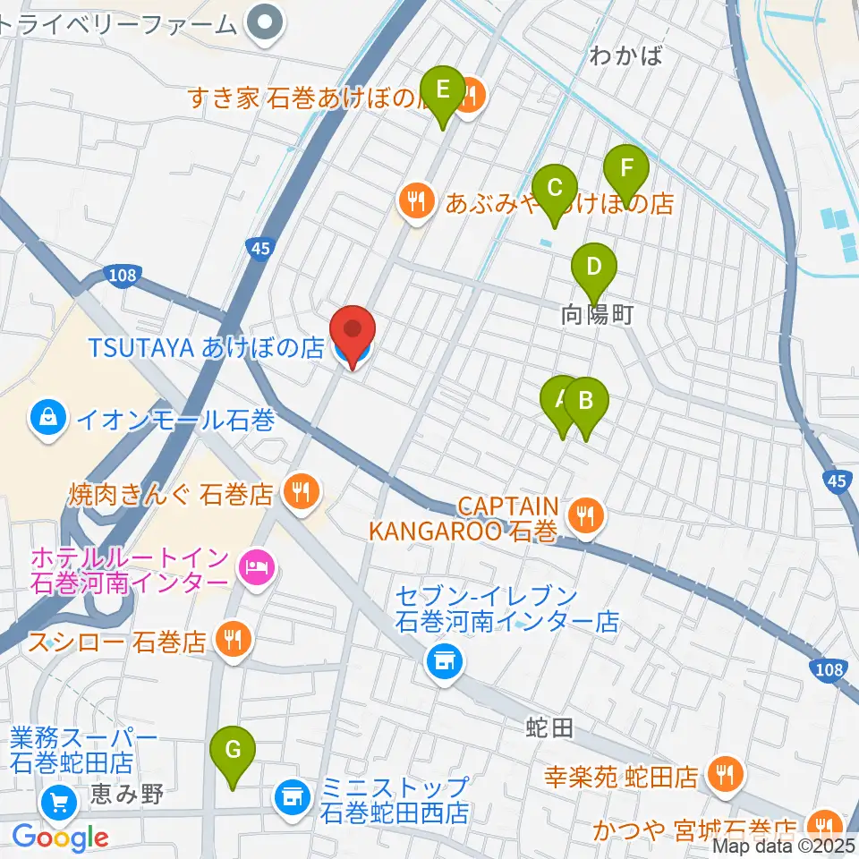TSUTAYA あけぼの店周辺の駐車場・コインパーキング一覧地図