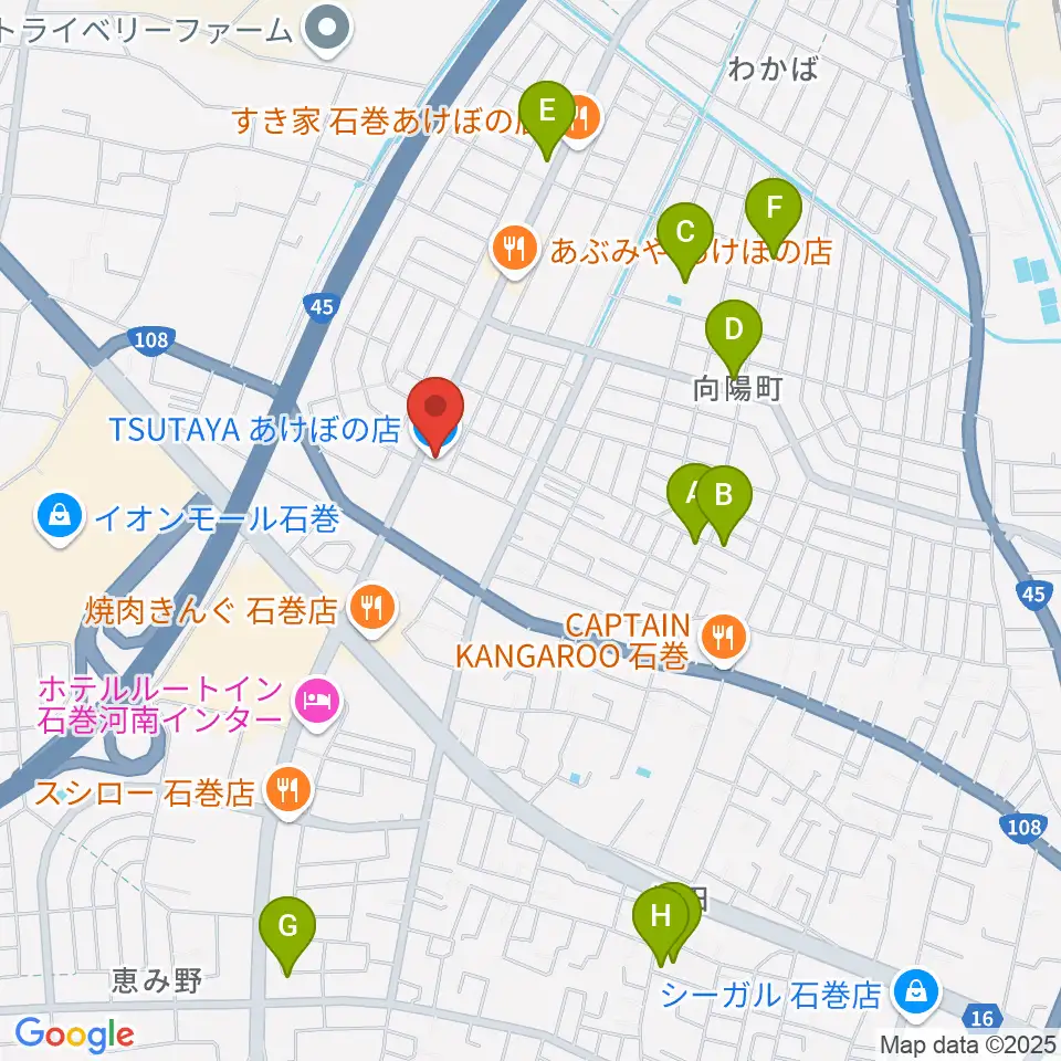 TSUTAYA あけぼの店周辺の駐車場・コインパーキング一覧地図