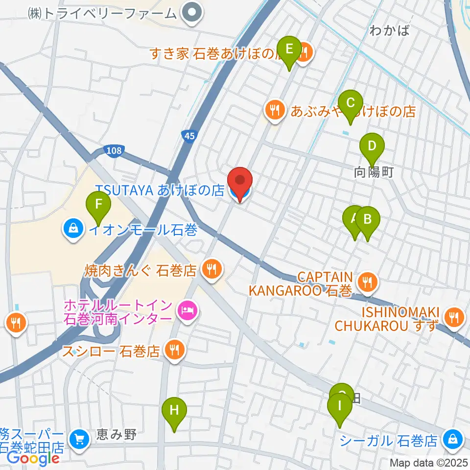 TSUTAYA あけぼの店周辺の駐車場・コインパーキング一覧地図