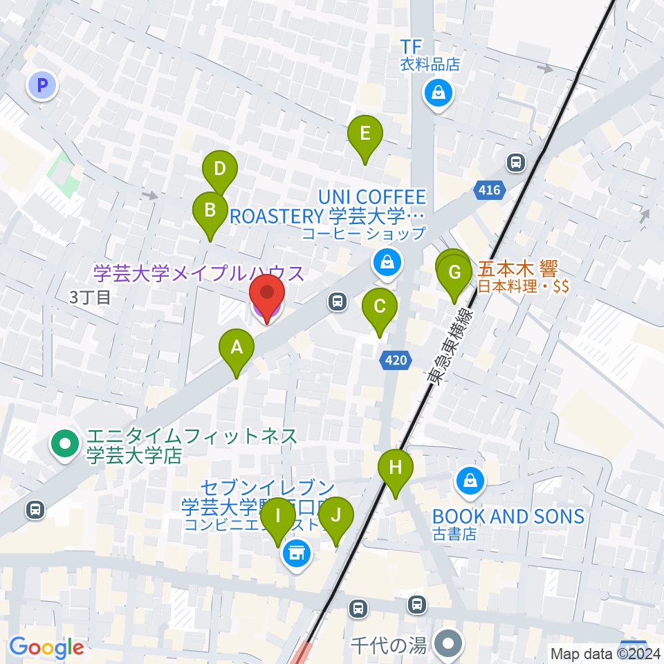 学芸大学メイプルハウス周辺の駐車場・コインパーキング一覧地図