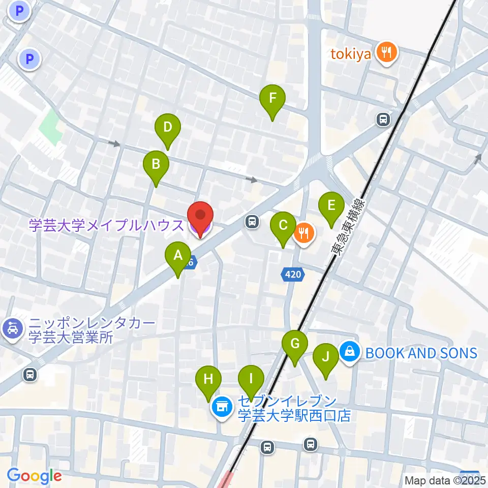 学芸大学メイプルハウス周辺の駐車場・コインパーキング一覧地図