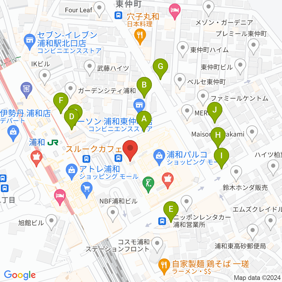 タワーレコード 浦和店周辺の駐車場・コインパーキング一覧地図