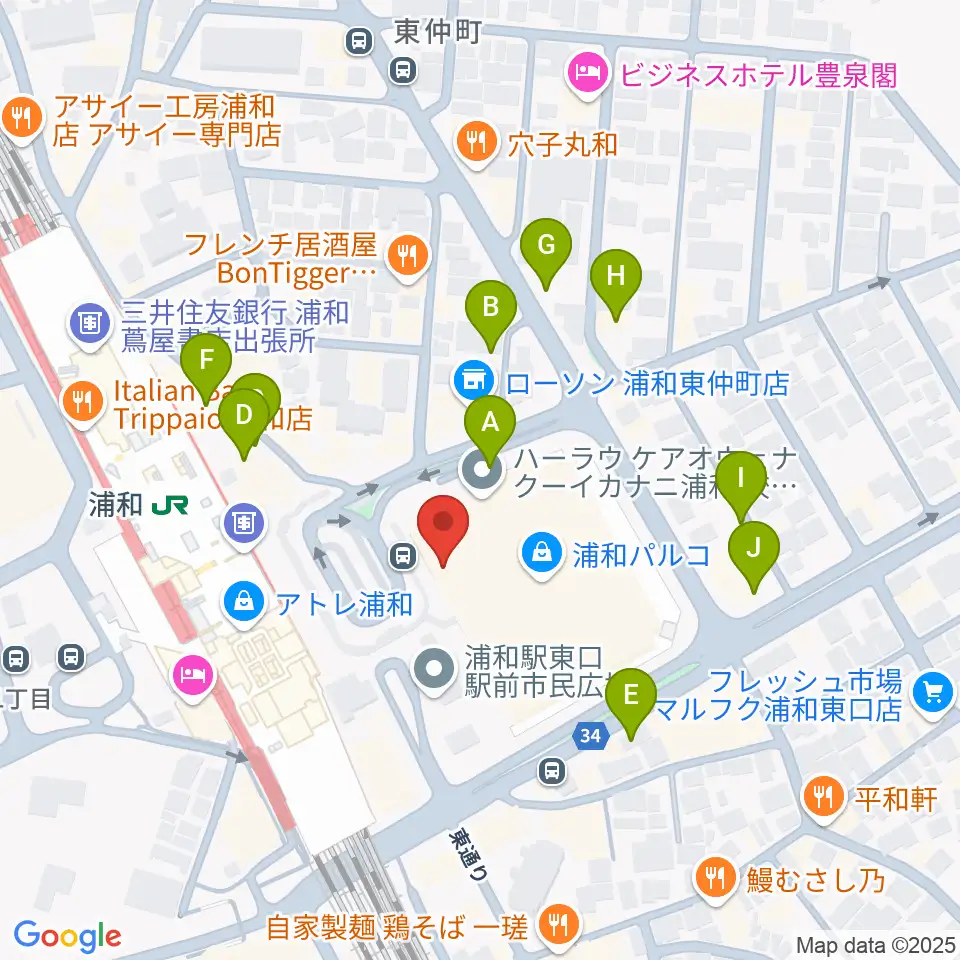 タワーレコード 浦和店周辺の駐車場・コインパーキング一覧地図