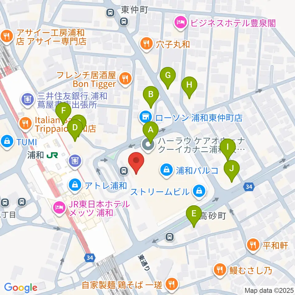 タワーレコード 浦和店周辺の駐車場・コインパーキング一覧地図