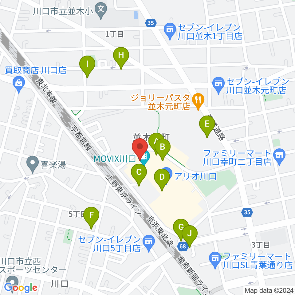 タワーレコード アリオ川口店周辺の駐車場・コインパーキング一覧地図