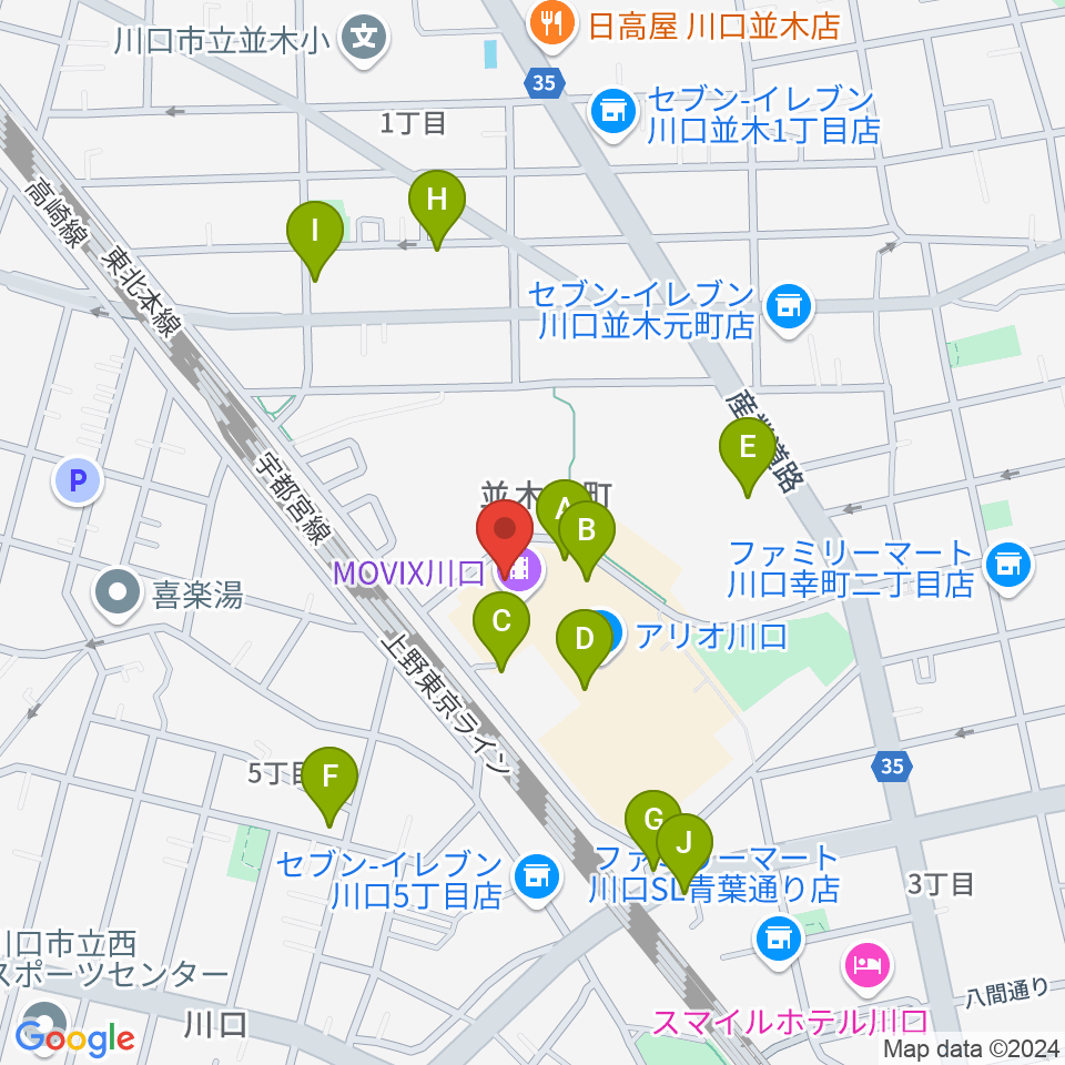 タワーレコード アリオ川口店周辺の駐車場・コインパーキング一覧地図