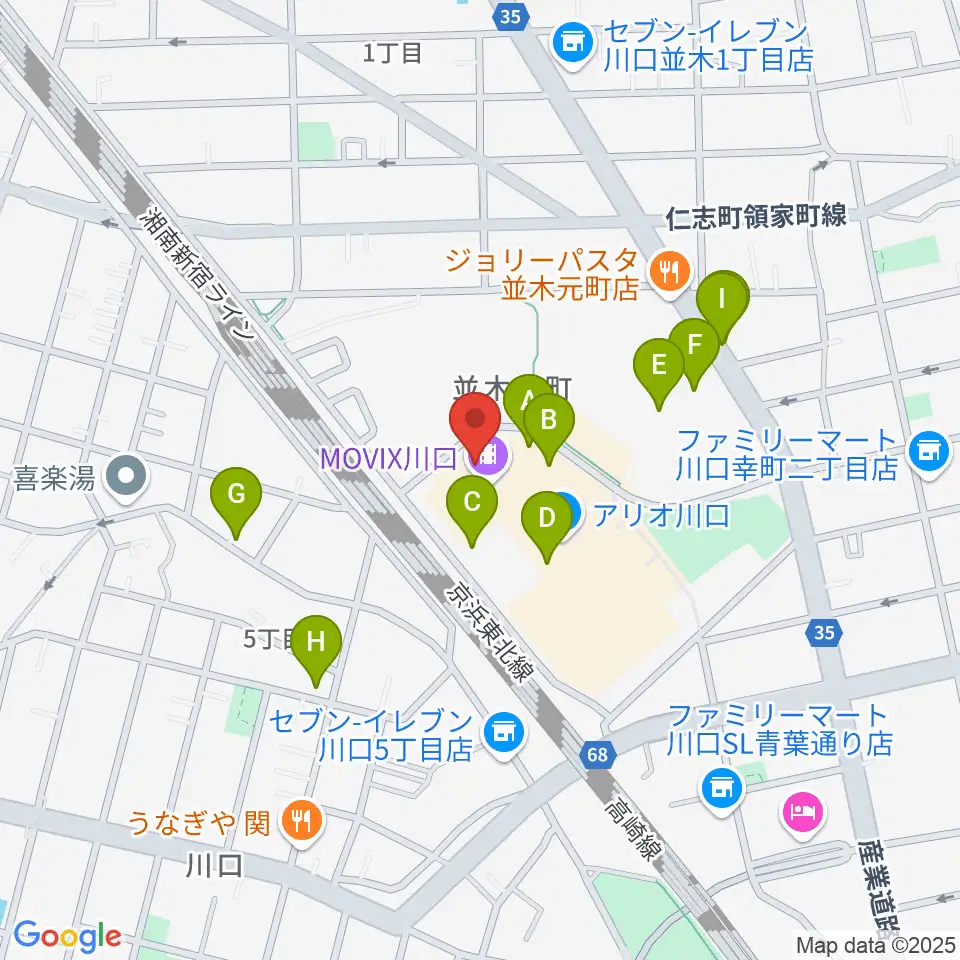 タワーレコード アリオ川口店周辺の駐車場・コインパーキング一覧地図