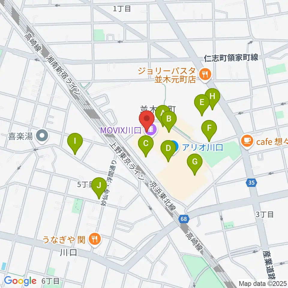 タワーレコード アリオ川口店周辺の駐車場・コインパーキング一覧地図