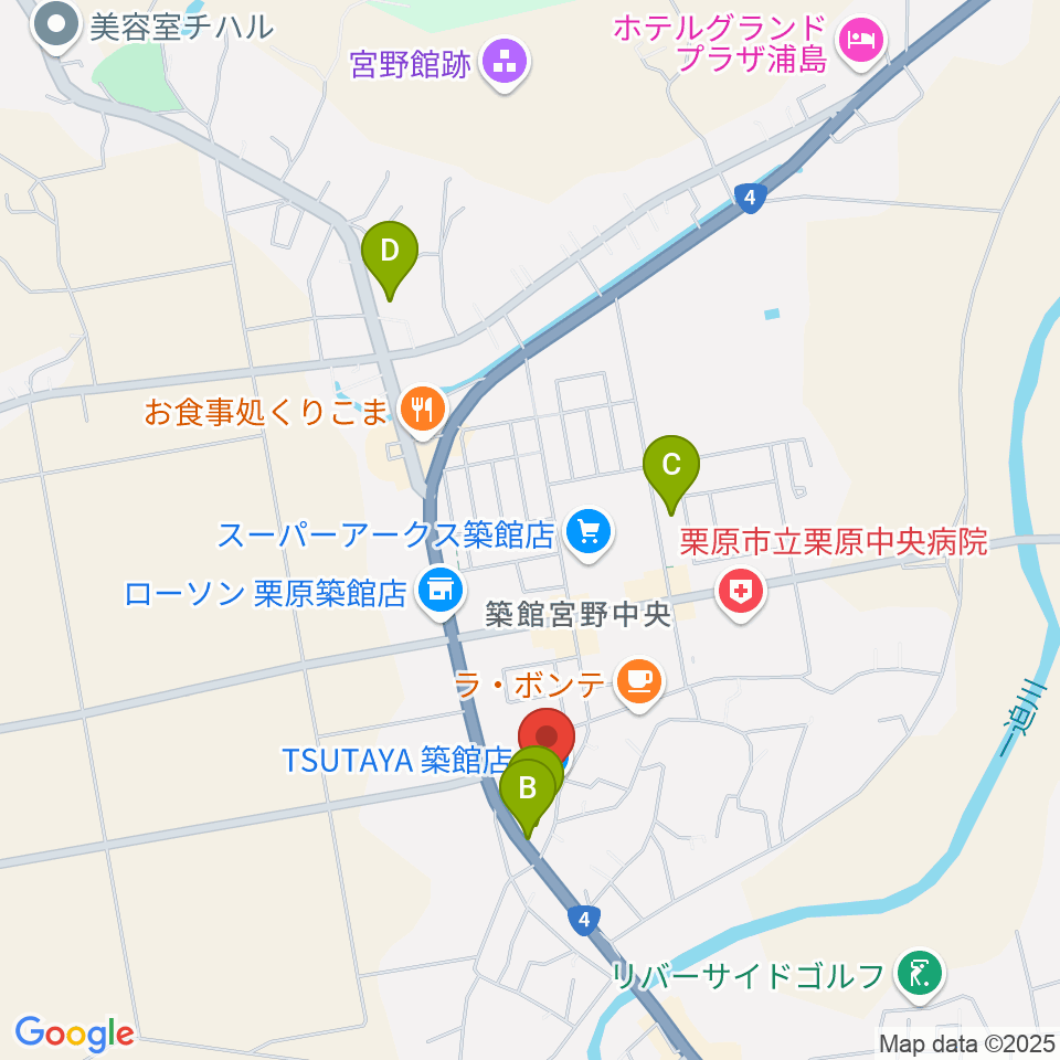 TSUTAYA 築館店周辺の駐車場・コインパーキング一覧地図