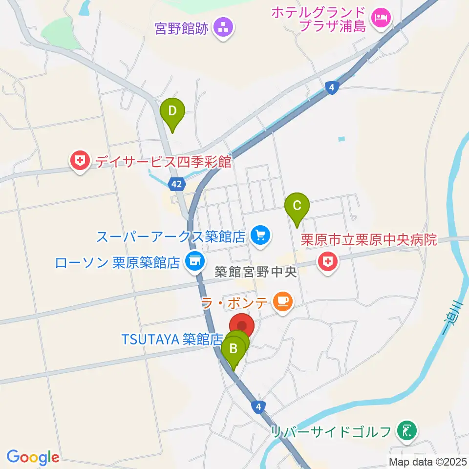 TSUTAYA 築館店周辺の駐車場・コインパーキング一覧地図