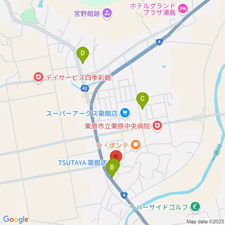 TSUTAYA 築館店周辺の駐車場・コインパーキング一覧地図