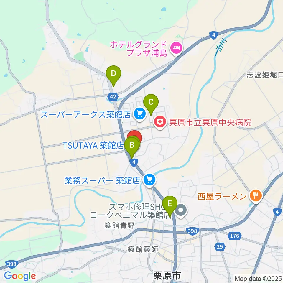 TSUTAYA 築館店周辺の駐車場・コインパーキング一覧地図