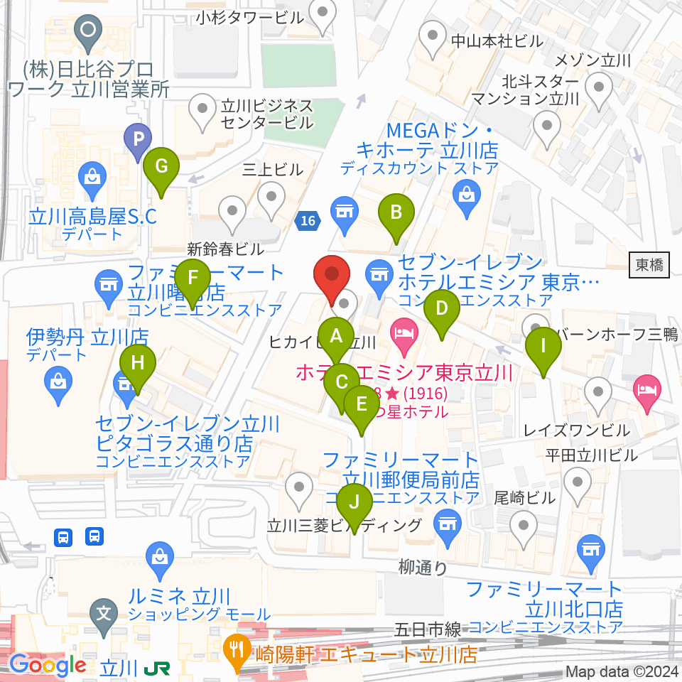 ジェシー・ジェイムス立川店周辺の駐車場・コインパーキング一覧地図