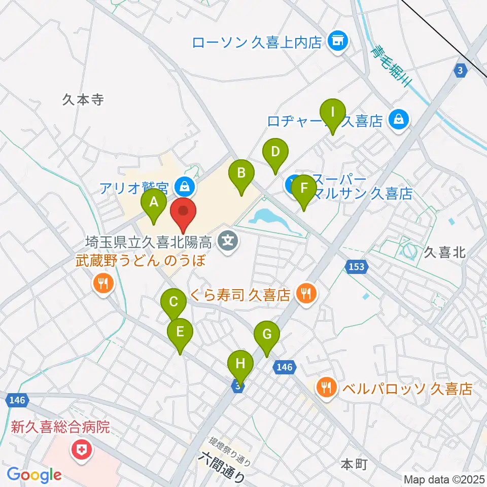 タワーレコード アリオ鷲宮店周辺の駐車場・コインパーキング一覧地図
