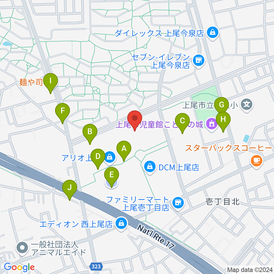 タワーレコード アリオ上尾店周辺の駐車場・コインパーキング一覧地図