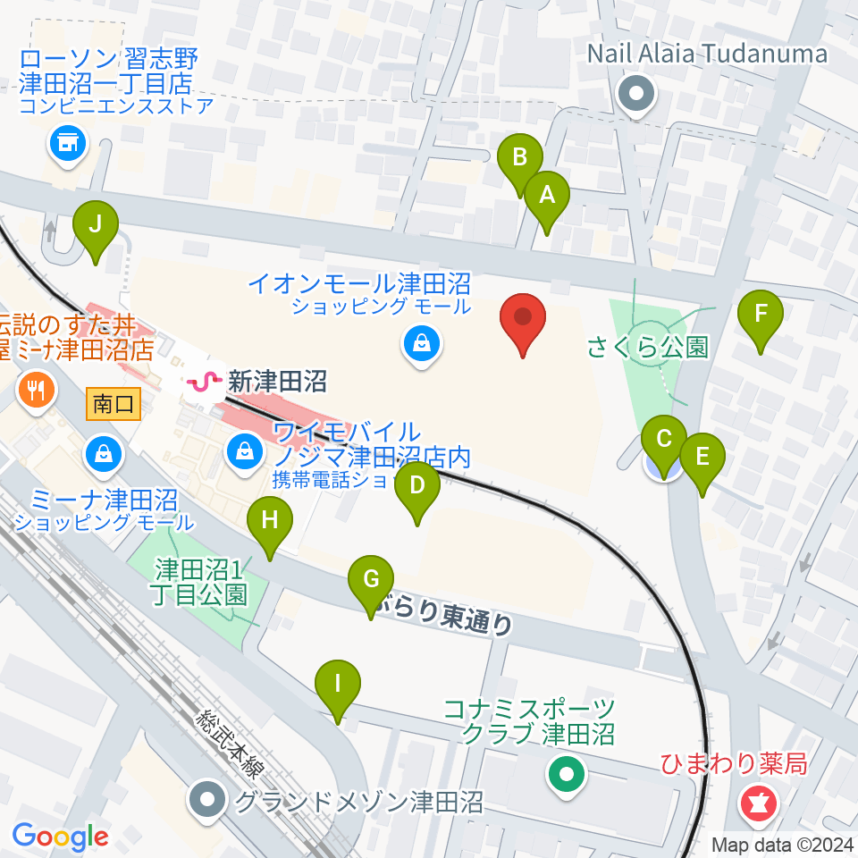 タワーレコード 津田沼店周辺の駐車場・コインパーキング一覧地図