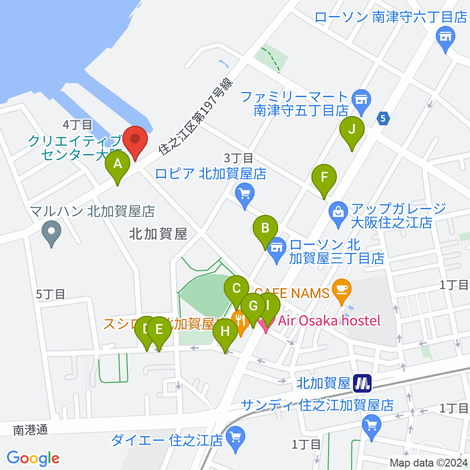クリエイティブセンター大阪周辺の駐車場・コインパーキング一覧地図