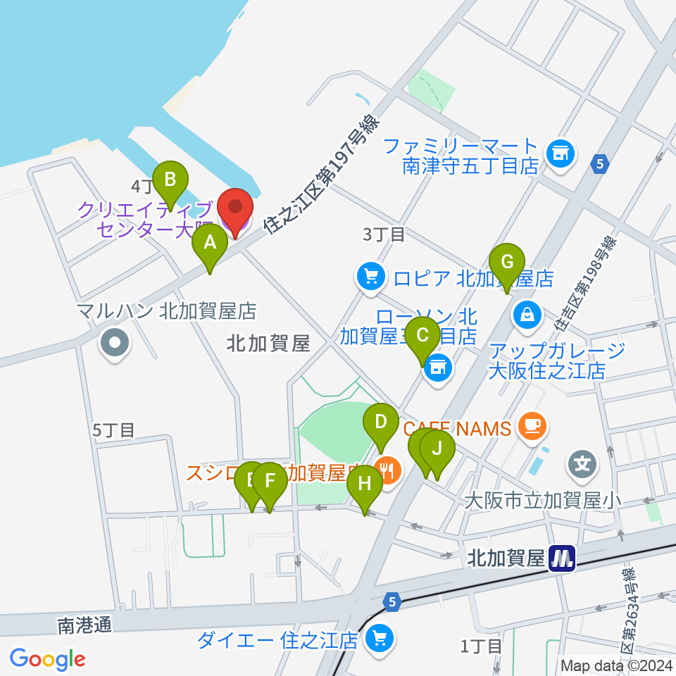 クリエイティブセンター大阪周辺の駐車場・コインパーキング一覧地図